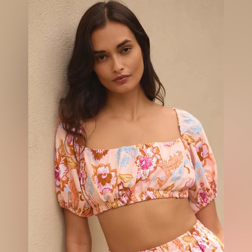 Seafolly Puff-Sleeve Crop Too from Anthropologie, sz M